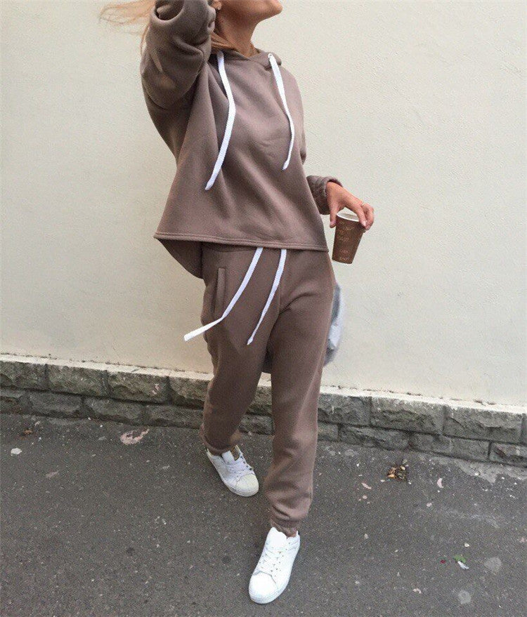 Ensemble pantalon deux pièces avec veste pull en rouge, kaki et bleu clair, tailles S-XL