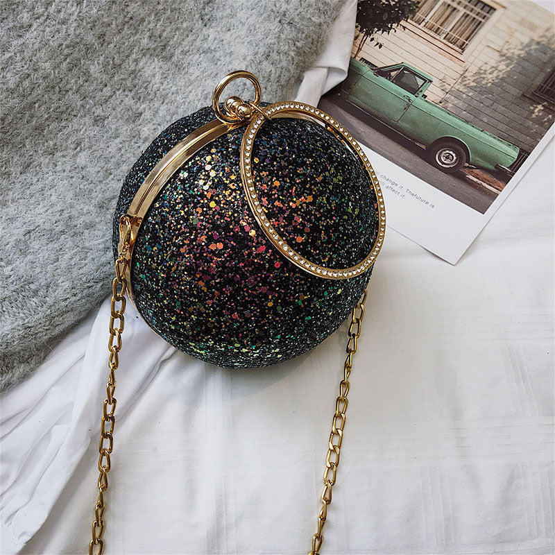 Round Ball Chain PU Messenger Bag for Women