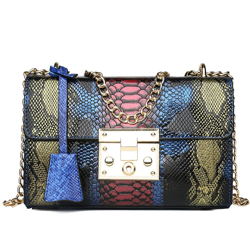Petit sac carré à chaîne avec motif serpent