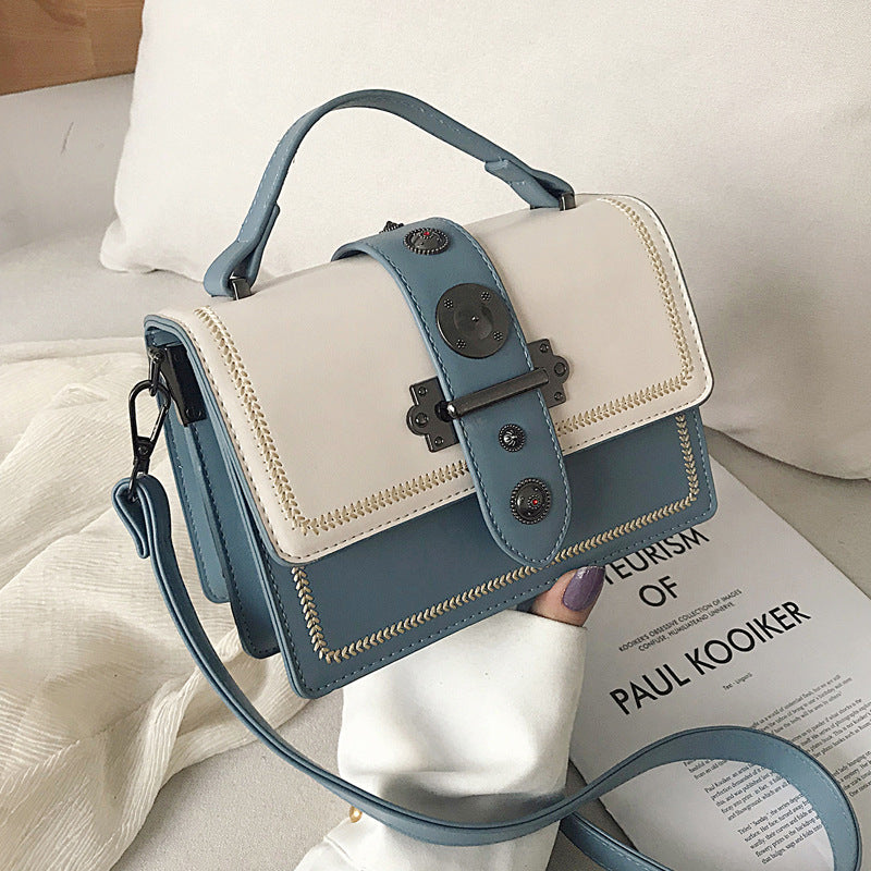 Versatile Color Contrast Small Square Messenger Bag 20x14x10cm