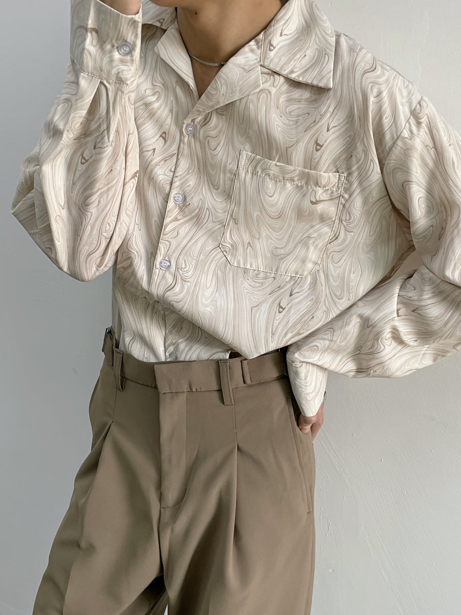 Men's Vintage Wavy Short Sleeve Shirt Polyester
