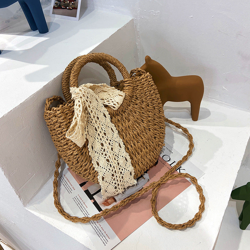 Fashion Western Lace Bow Straw Bag
