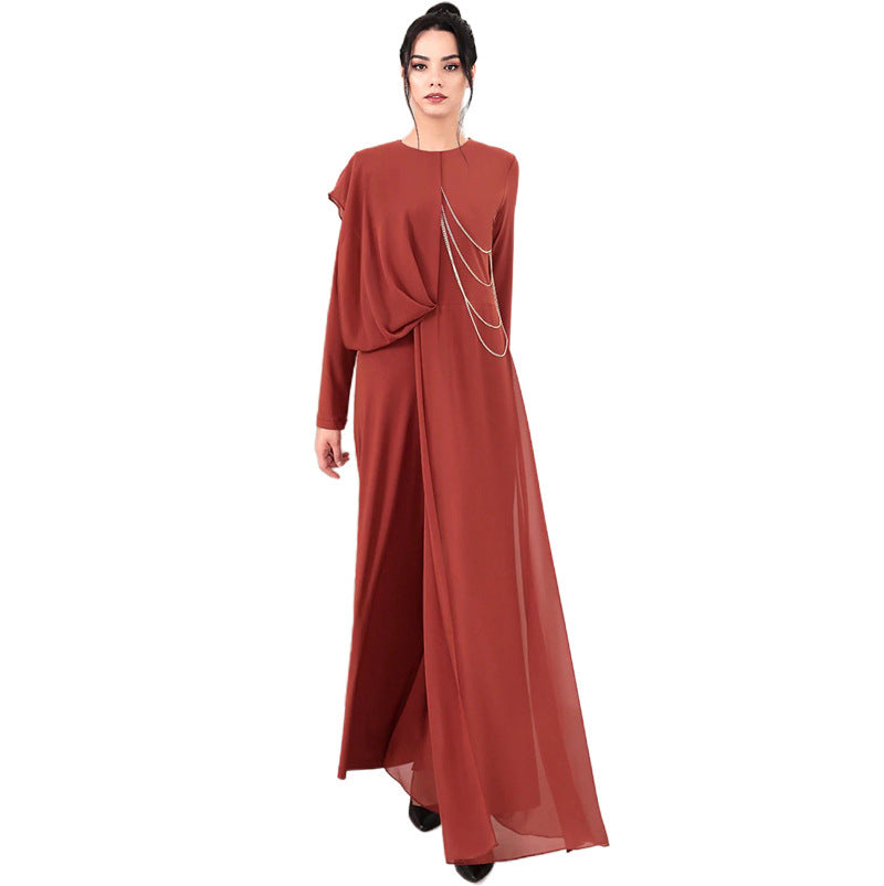 Muslim Women’s Pure Color Simple Chiffon Jumpsuit