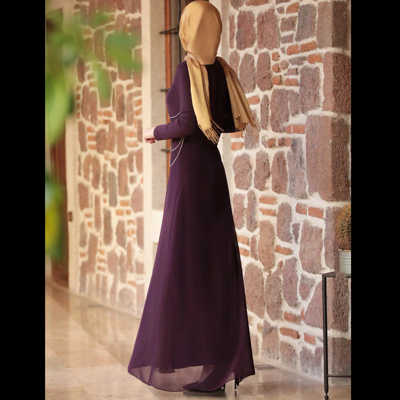 Muslim Women’s Pure Color Simple Chiffon Jumpsuit
