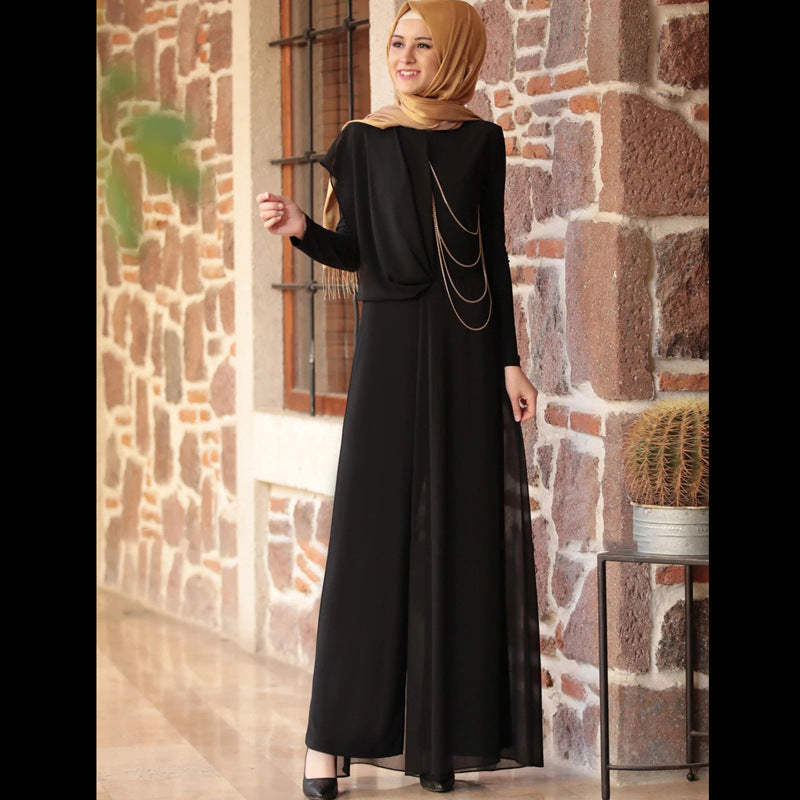 Muslim Women’s Pure Color Simple Chiffon Jumpsuit