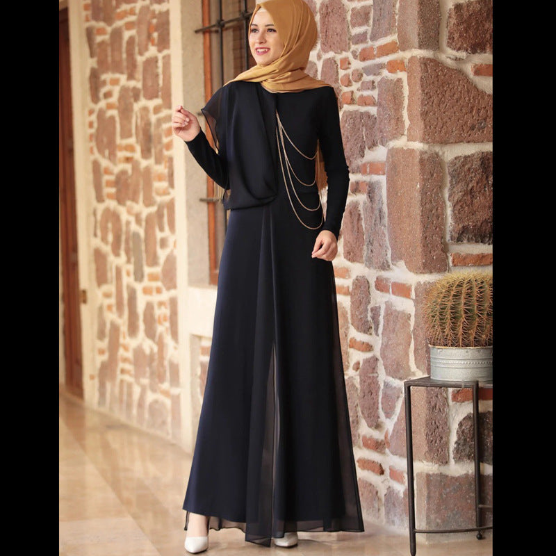 Muslim Women’s Pure Color Simple Chiffon Jumpsuit