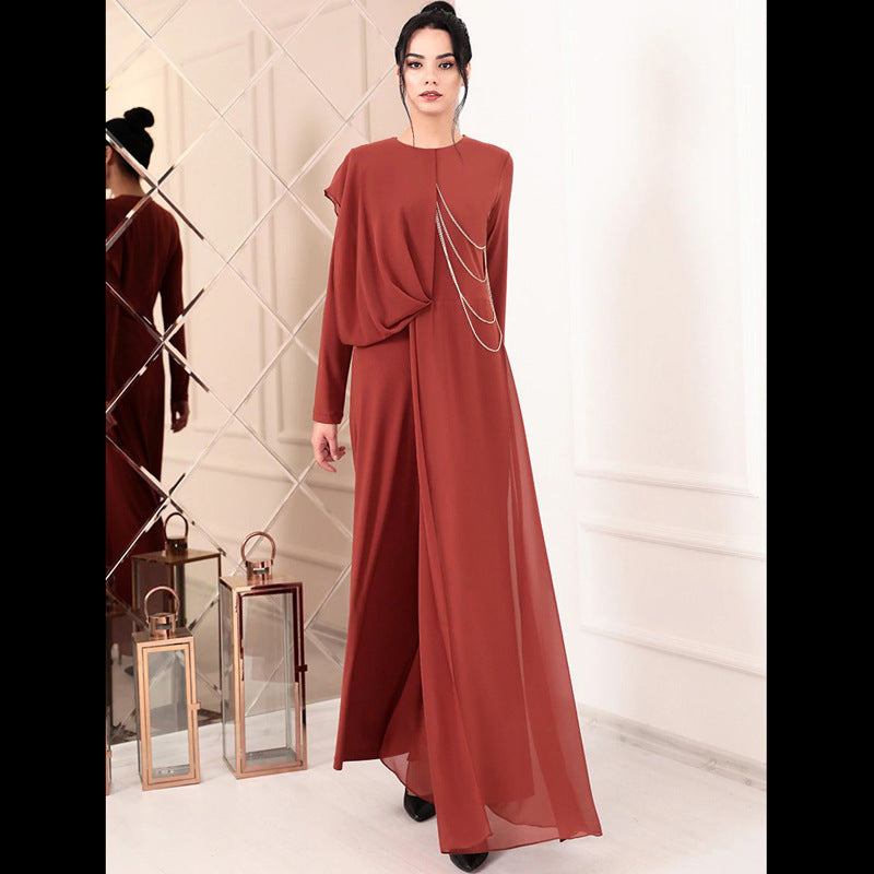 Muslim Women’s Pure Color Simple Chiffon Jumpsuit