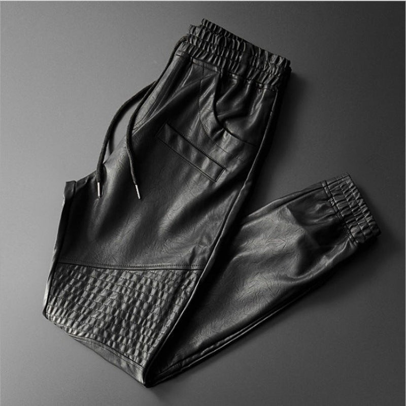 Pantalon en cuir PU épais et chaud pour homme - Coupe ajustée tendance
