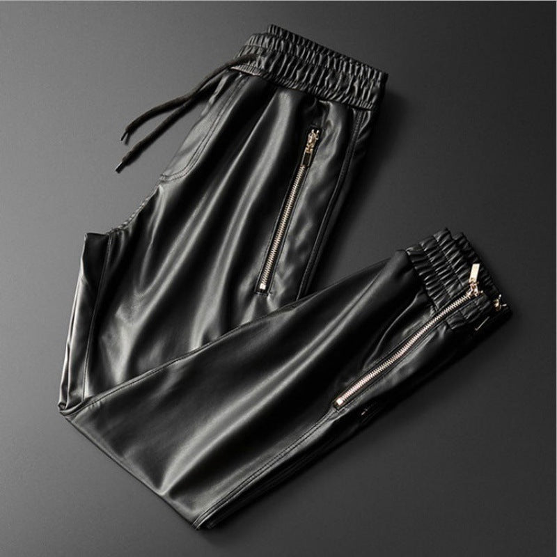 Pantalon en cuir PU épais et chaud pour homme - Coupe ajustée tendance