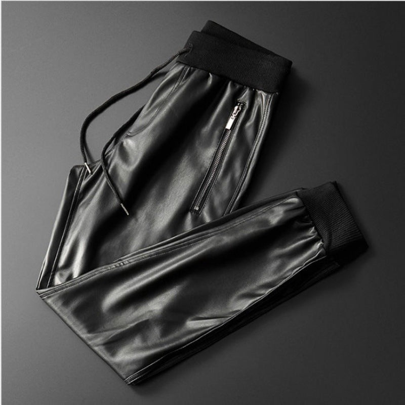 Pantalon en cuir PU épais et chaud pour homme - Coupe ajustée tendance