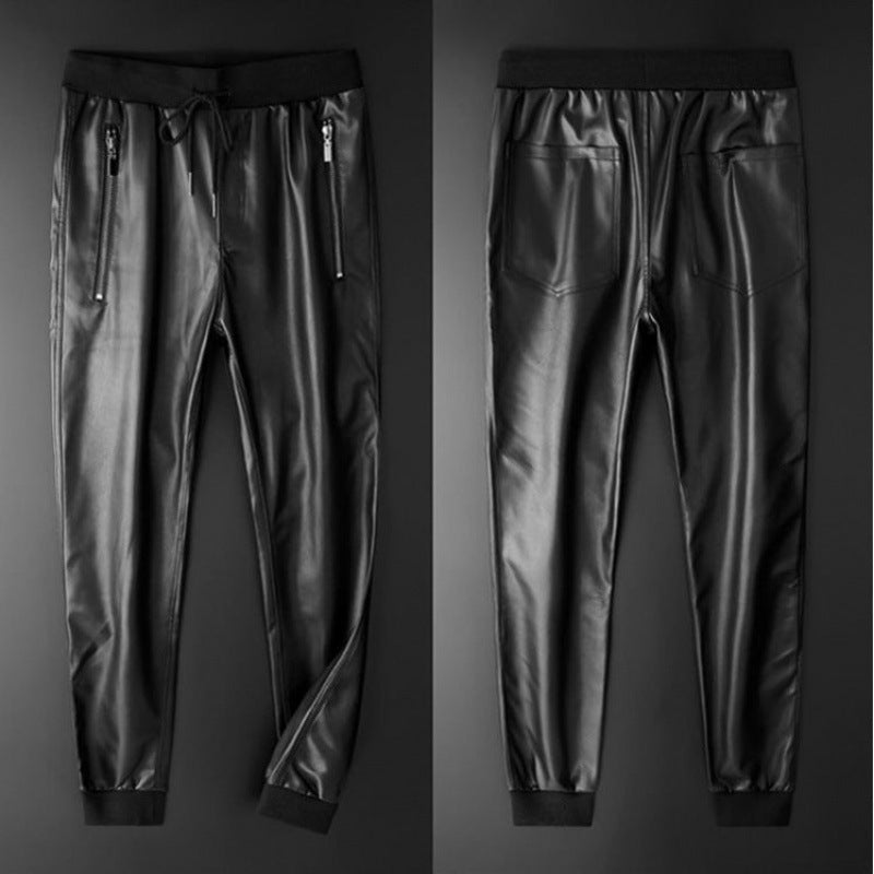 Pantalon en cuir PU épais et chaud pour homme - Coupe ajustée tendance