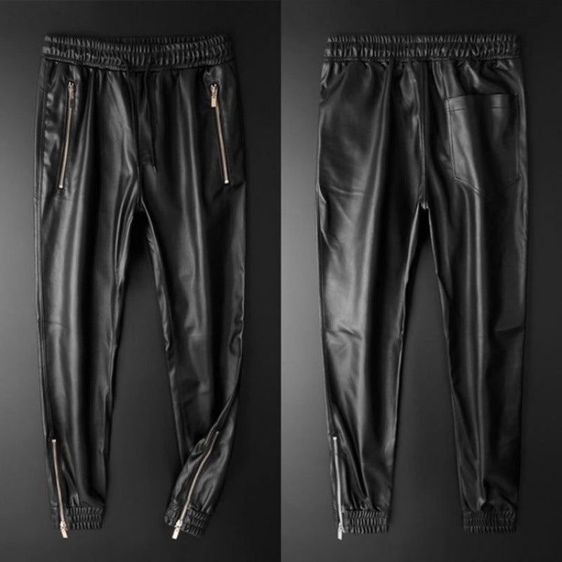 Pantalon en cuir PU épais et chaud pour homme - Coupe ajustée tendance