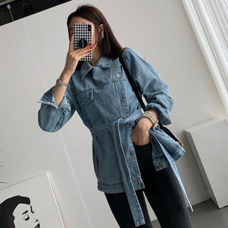 Long Sleeve Denim Jacket with Polyethylene Fiber Blend