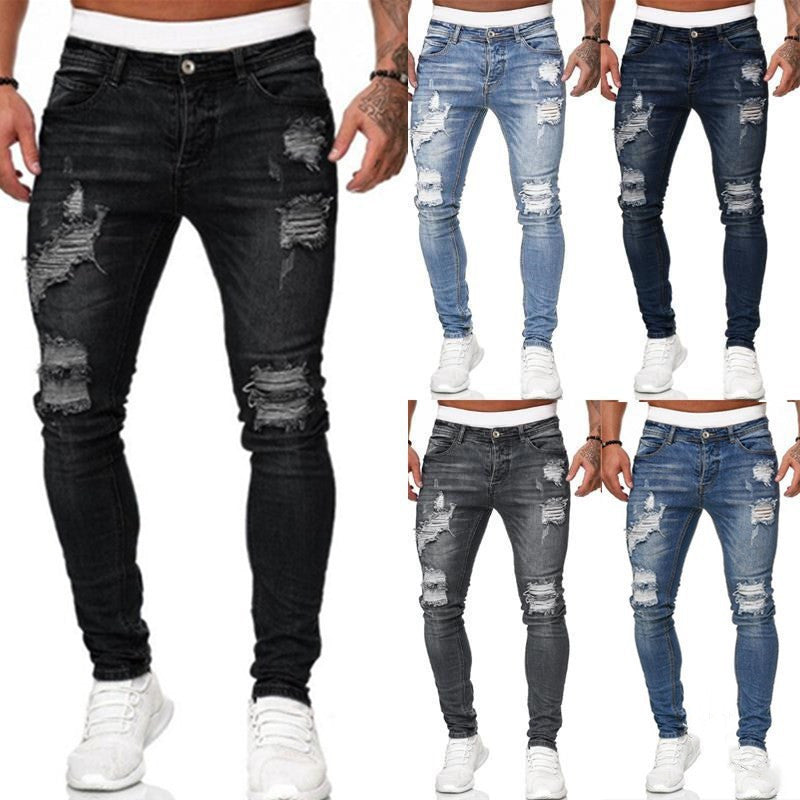 Jean skinny déchiré style urbain pour homme