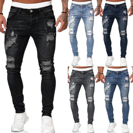 Fashion Street Style Ripped Skinny Jeans for Men