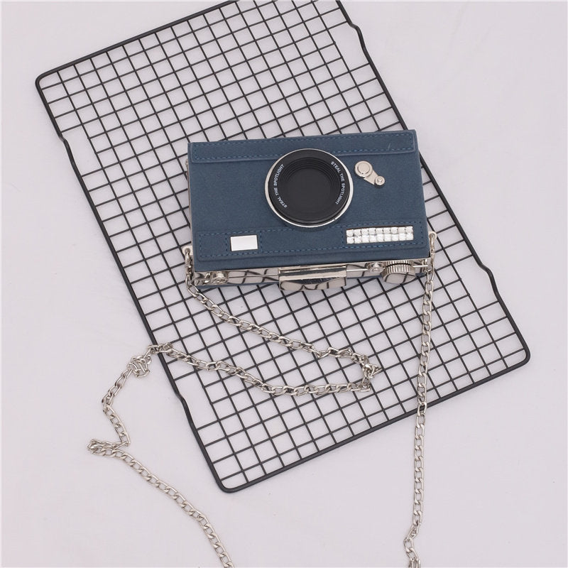 Unique Women’s Camera Shape Shoulder Bag with Chain Clutch 17cm