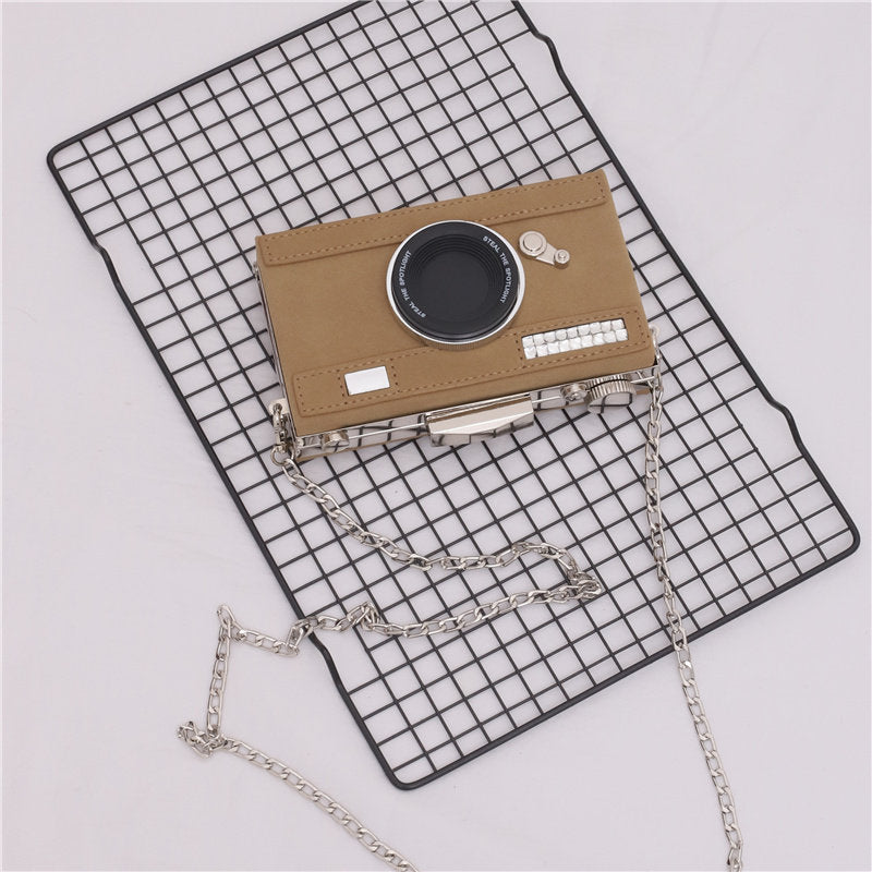 Unique Women’s Camera Shape Shoulder Bag with Chain Clutch 17cm