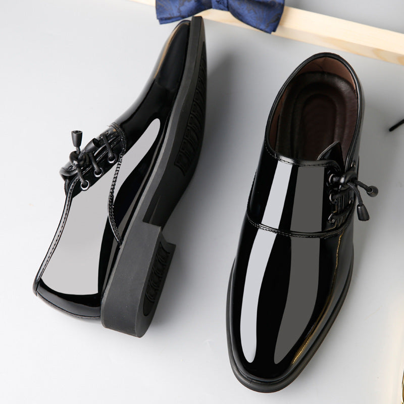 Chaussures Richelieu à lacets pour hommes en cuir verni italien Noir Business Mariage Grande Taille