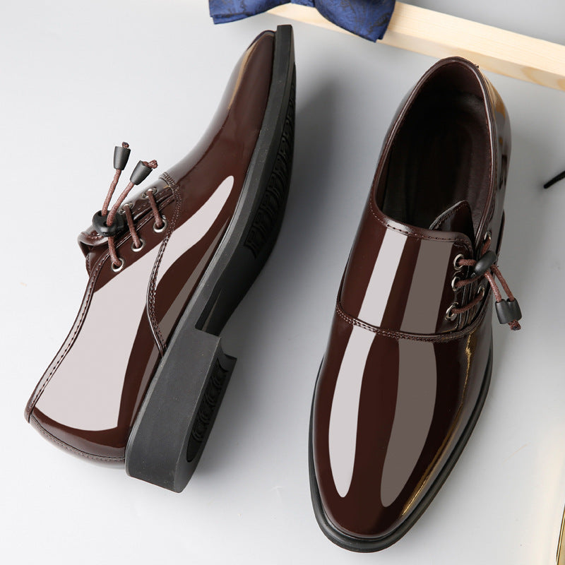 Chaussures Richelieu à lacets pour hommes en cuir verni italien Noir Business Mariage Grande Taille