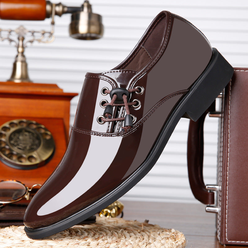 Chaussures Richelieu à lacets pour hommes en cuir verni italien Noir Business Mariage Grande Taille