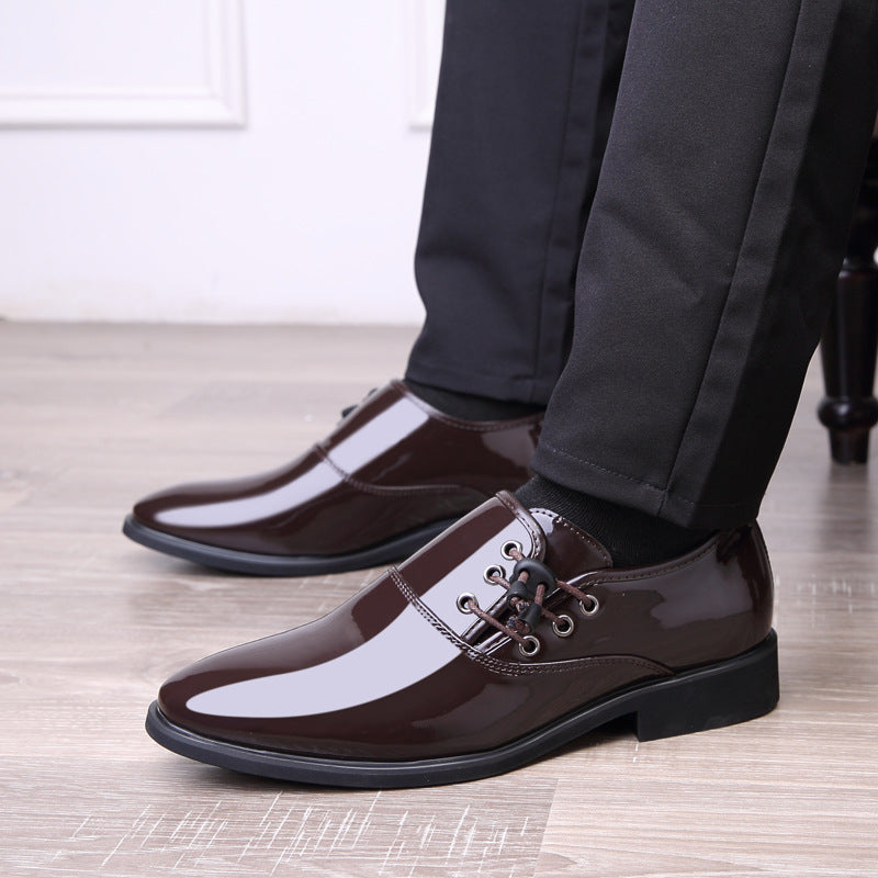 Chaussures Richelieu à lacets pour hommes en cuir verni italien Noir Business Mariage Grande Taille