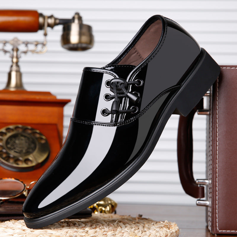 Chaussures Richelieu à lacets pour hommes en cuir verni italien Noir Business Mariage Grande Taille