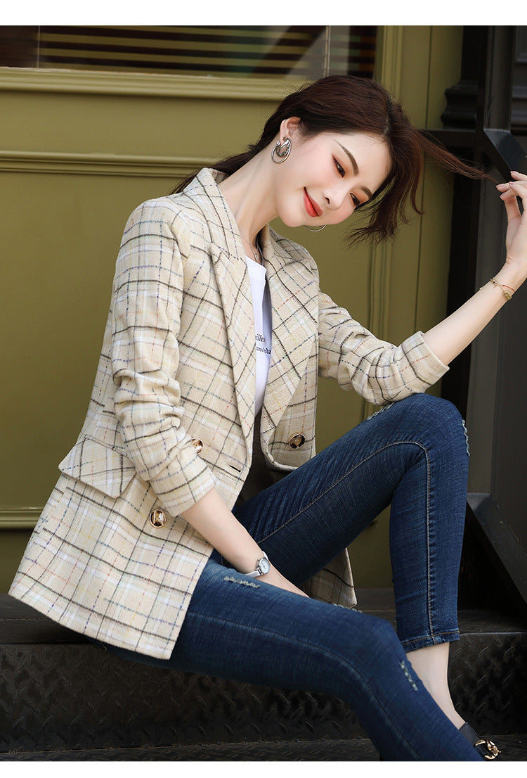 Large Plaid Fashion Trend Casual Suit Jacket