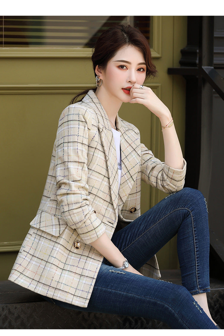 Large Plaid Fashion Trend Casual Suit Jacket