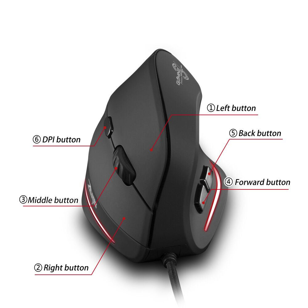 Souris verticale Gaming USB Optique 12000 DPI