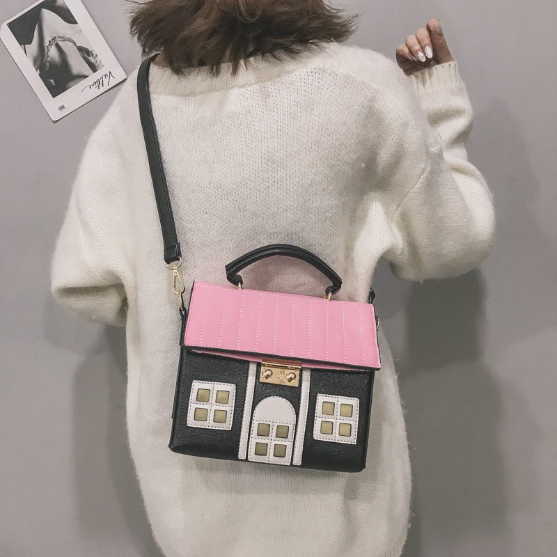 Contrasting Color Creative Funny Little House bag