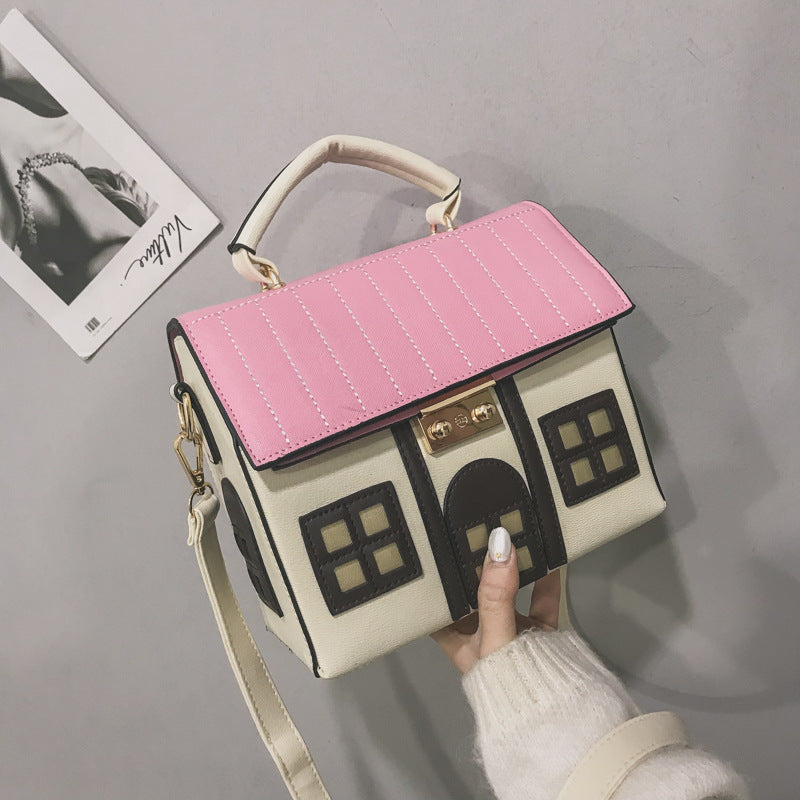 Contrasting Color Creative Funny Little House bag