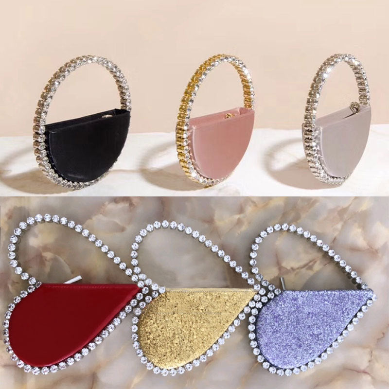 Diamond-Studded Dinner Bag with Heart-Shaped Clutch