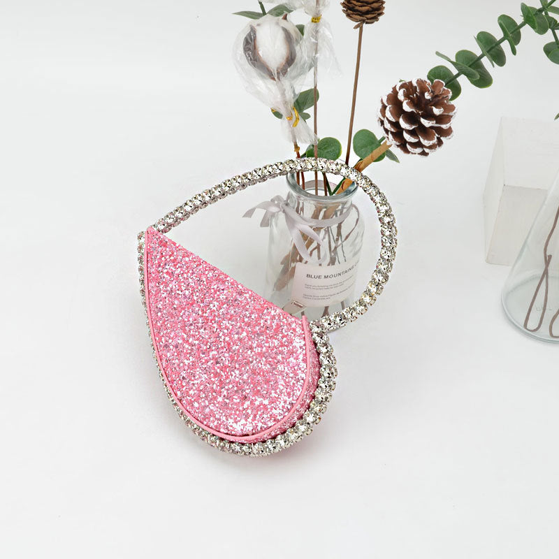 Diamond-Studded Dinner Bag with Heart-Shaped Clutch