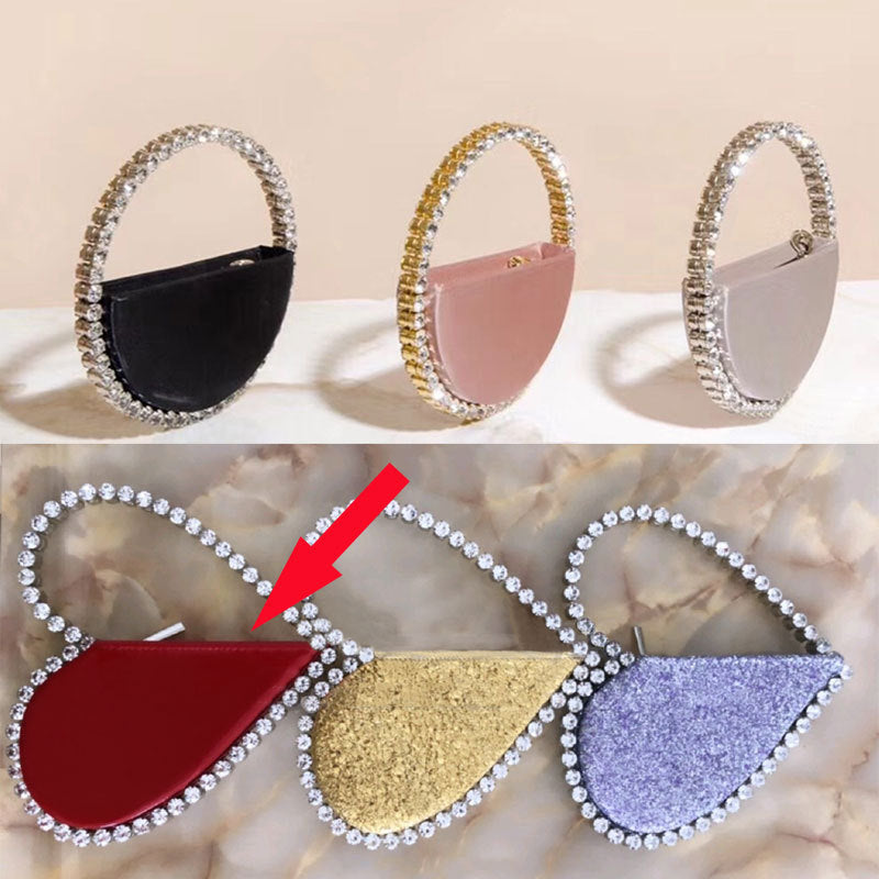 Diamond-Studded Dinner Bag with Heart-Shaped Clutch