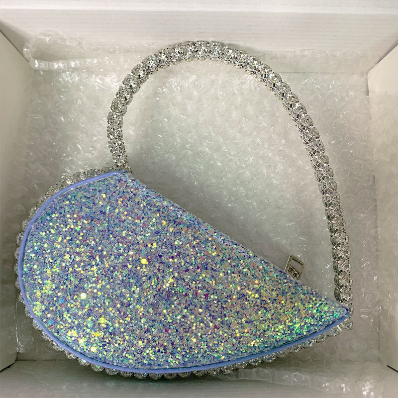Diamond-Studded Dinner Bag with Heart-Shaped Clutch