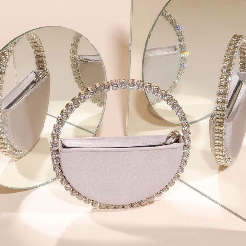 Diamond-Studded Dinner Bag with Heart-Shaped Clutch