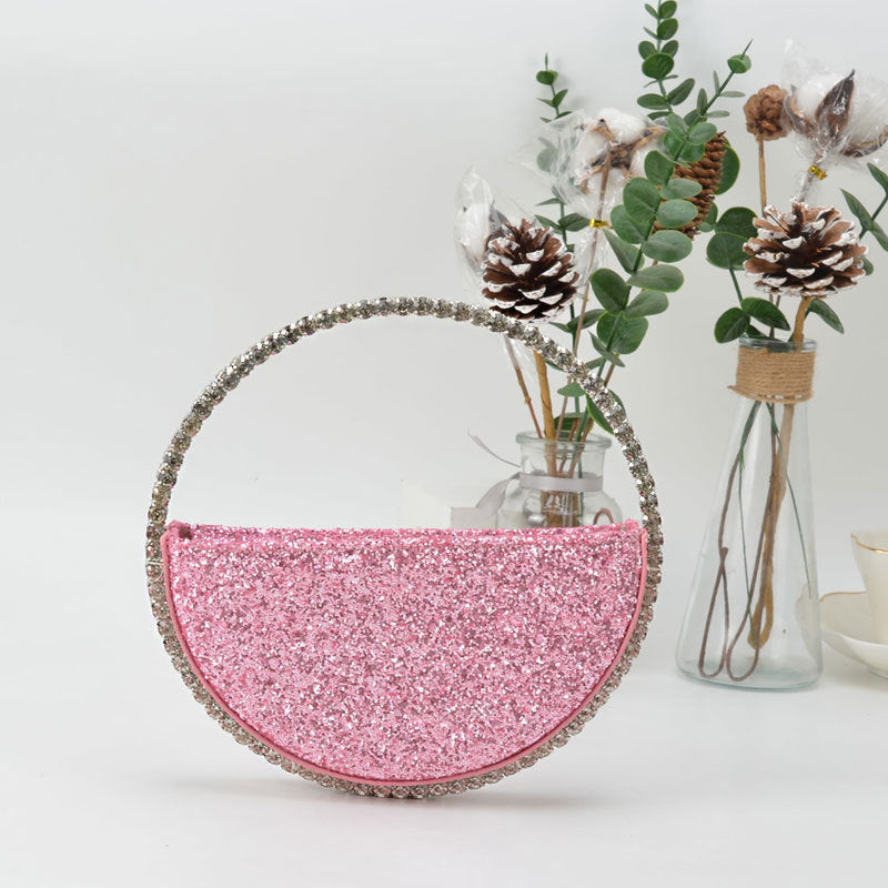 Diamond-Studded Dinner Bag with Heart-Shaped Clutch