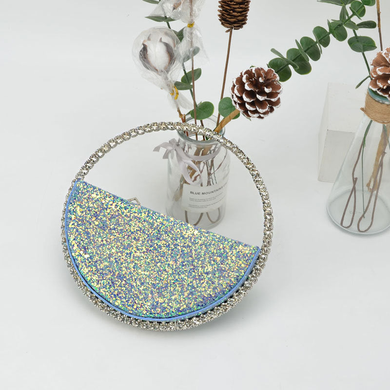 Diamond-Studded Dinner Bag with Heart-Shaped Clutch