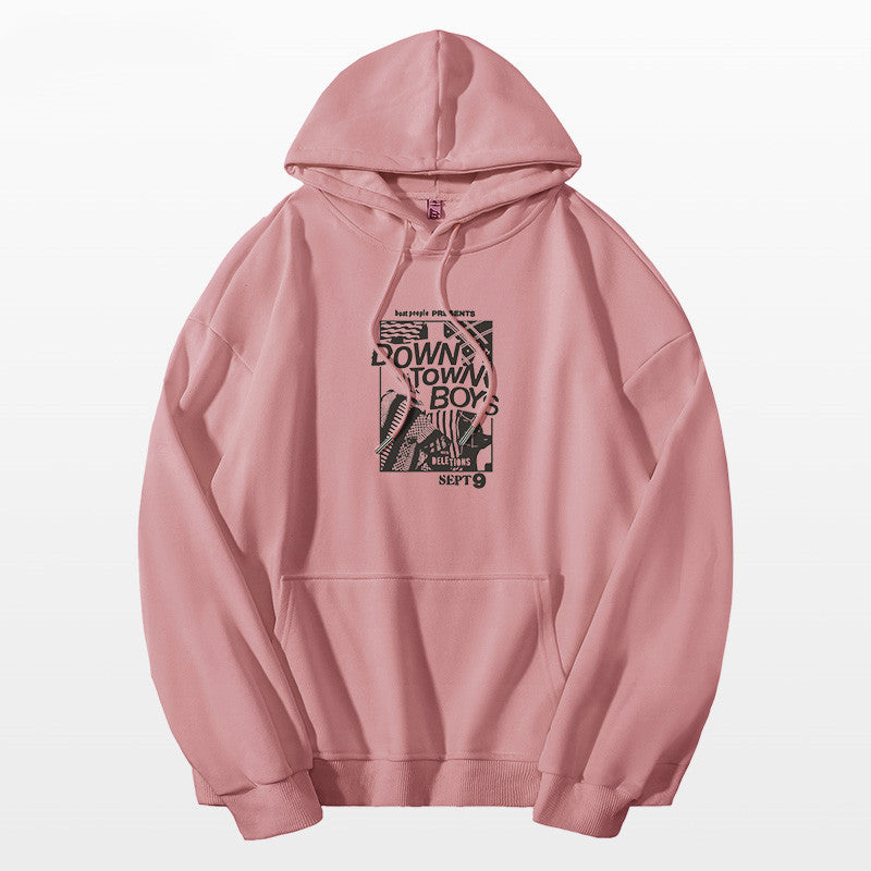 White Hooded Sweater Men Plus Velvet Padded Top