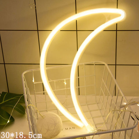 مصباح نيون LED ليلي يعمل بمنفذ USB وبطارية لديكور المنزل 30×18.5 سم