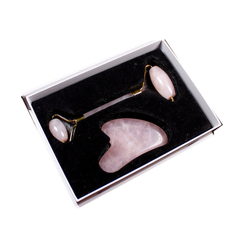 Ensemble de massage en jade avec planche de raclage Gua Sha pour le massage facial