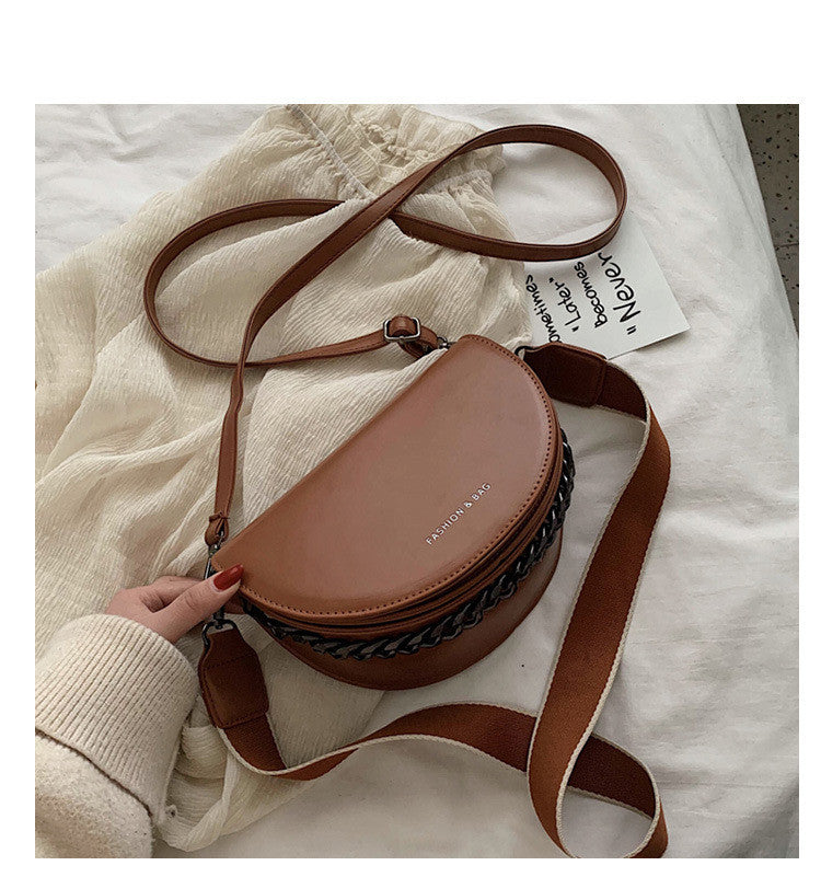 Retro Wide Strap One Shoulder PU Messenger Bag for Women