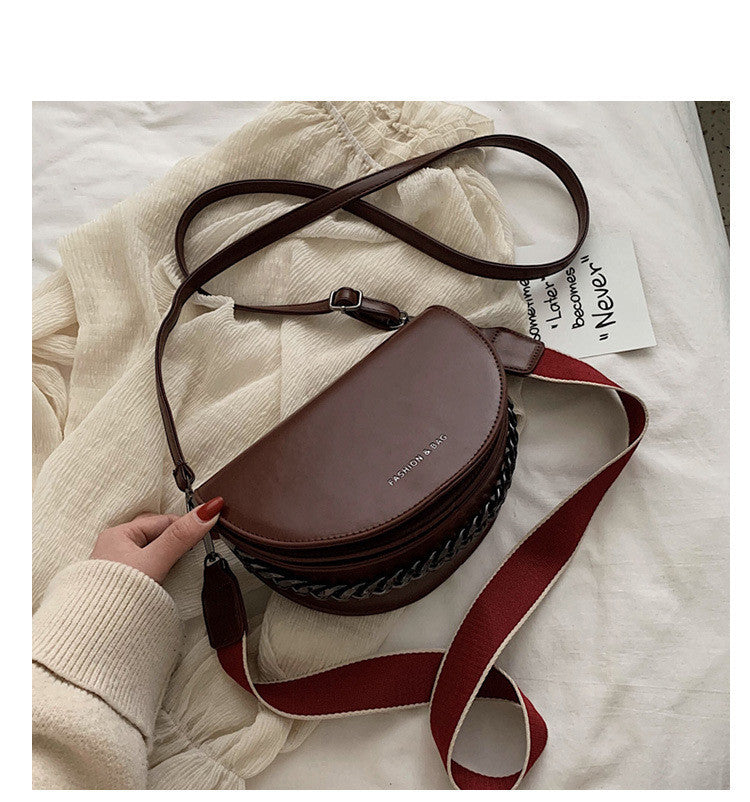 Retro Wide Strap One Shoulder PU Messenger Bag for Women