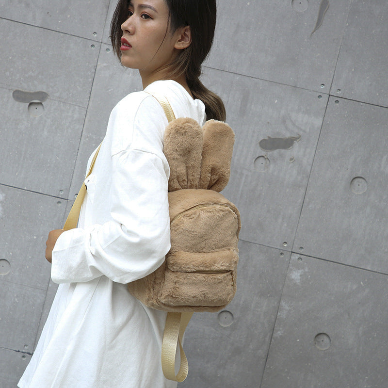 Trendy Plush Medium Casual Backpack for Women