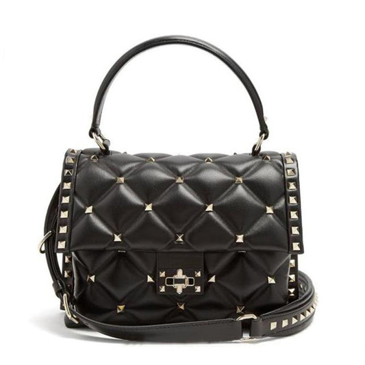 New Soft Leather Rivet Diamond Handbag