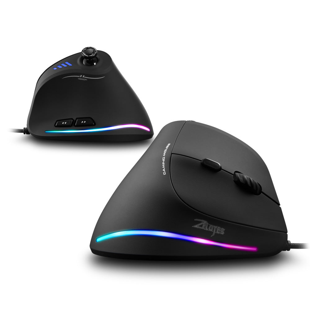 Wired Vertical Optical Mouse with 11 Keys and Adjustable DPI