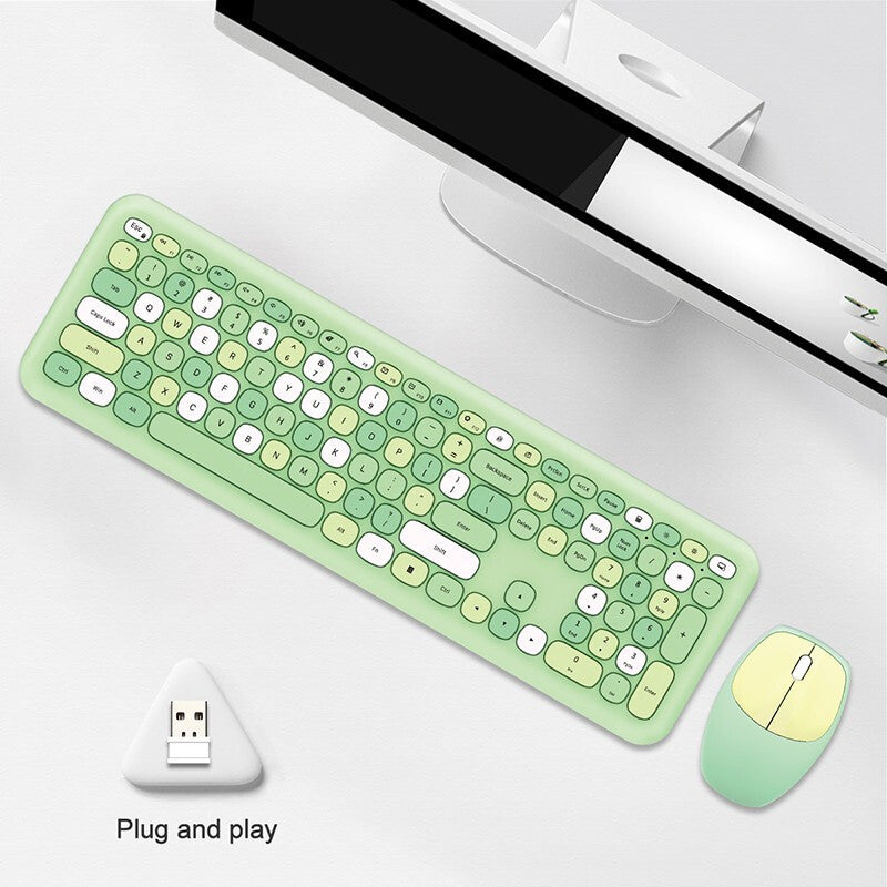 Ensemble clavier et souris sans fil silencieux rond