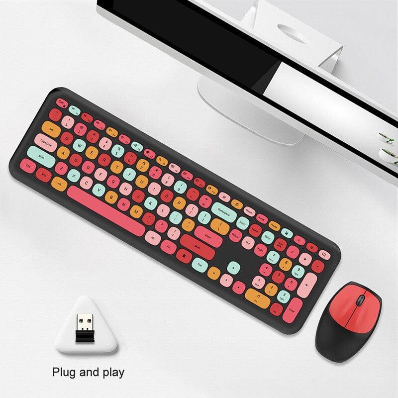 Wireless Silent Keyboard and Mouse Set USB Optical 1000DPI Waterproof Ergonomic