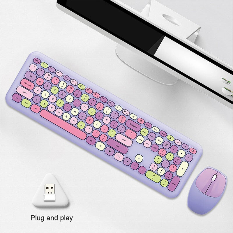 Wireless Silent Keyboard and Mouse Set USB Optical 1000DPI Waterproof Ergonomic