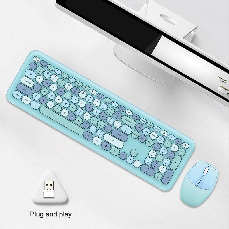 Ensemble clavier et souris sans fil silencieux rond
